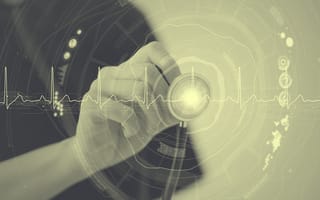 Stethoscope with data coming out of it.