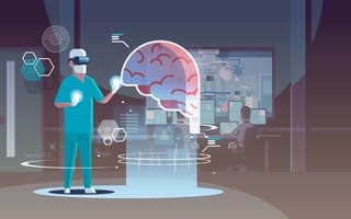 healthcare professional using VR headset
