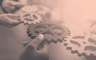 People putting cogs together.