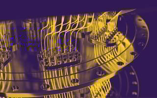 close-up of a quantum computer