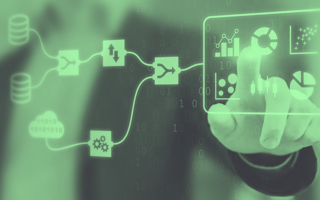 Hand reaching out to touch a screen with data on it.