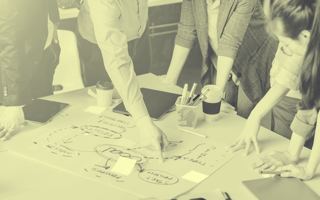 A product team brainstorms about strategy