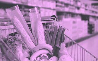 A shopping cart with groceries