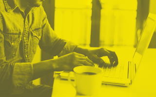 A man works from home