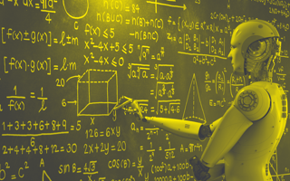 A robot does math