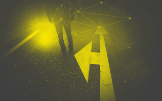 A person chooses between two paths