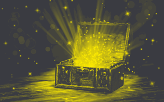 A box with light bursting out