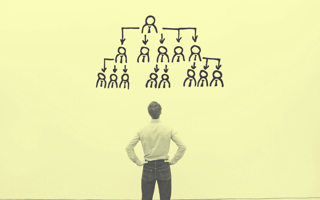 A CEO looks at an organizational chart