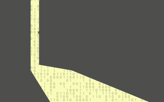Door opening with code in the background.