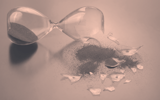 A broken hourglass.