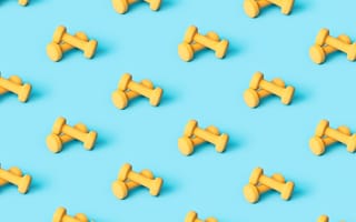 10 Interviewing Skills to Get You Hired Yellow dumbells on a blue background