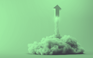 An arrow taking off like a rocket.