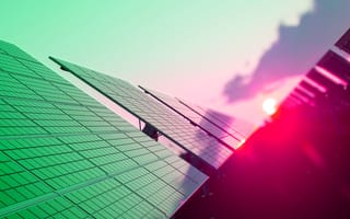 solar panels facing toward rising or setting sun