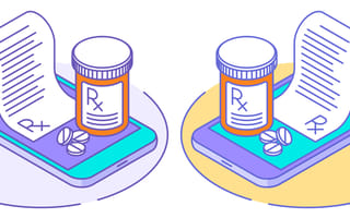 digital art of prescription bottles and receipts sitting on top of smartphones