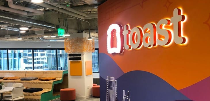 Toast logo on a wall in the office