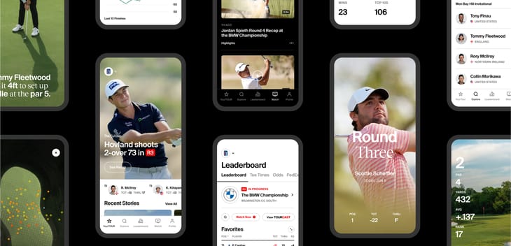 product images of PGA' TOURs new digital experience
