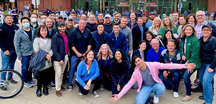 Prove team out at a baseball game together