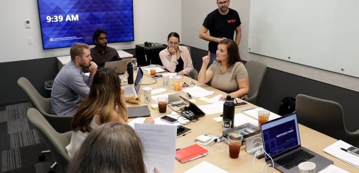 Group meeting around conference table