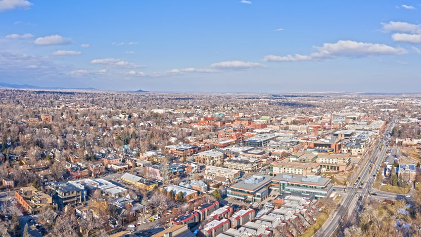 aerial view of downtown boulder