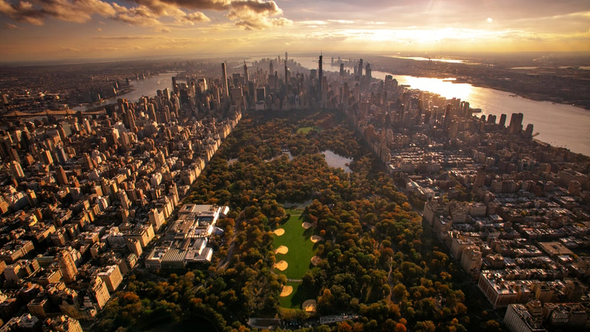aerial view of nyc from helicopter