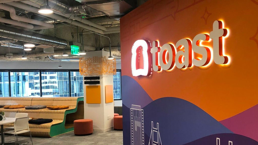 Toast logo on a wall in the office