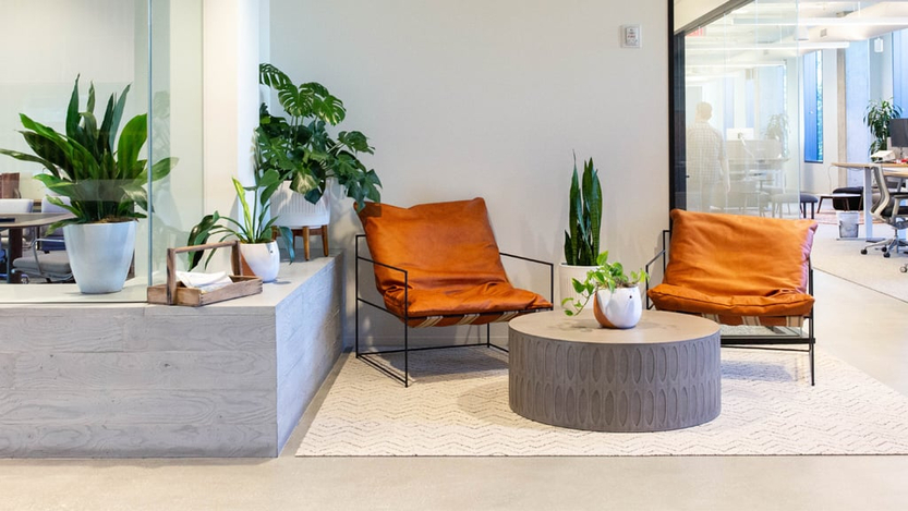 Sitting area in the SimplePractice office Sitting area in the SimplePractice office