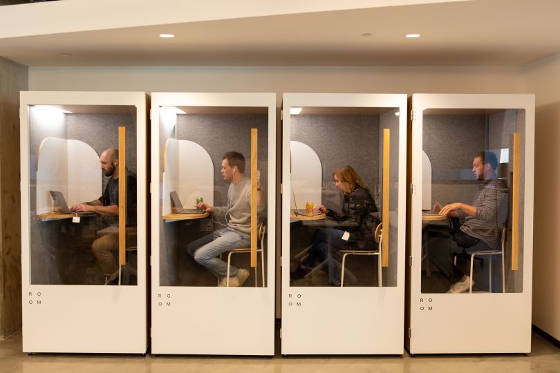 Red Canary office people sitting in small video chat rooms