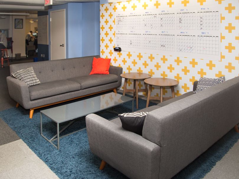SimpliSafe office area with sofas