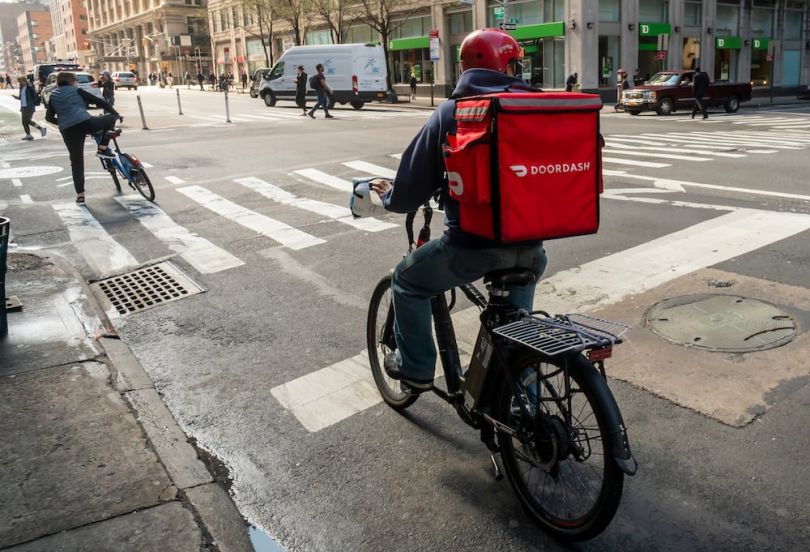 A DoorDash delivery person