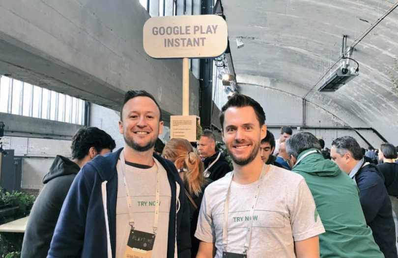 AppOnboard staff Bryan Buscas and Jonathan Zweig at Google event