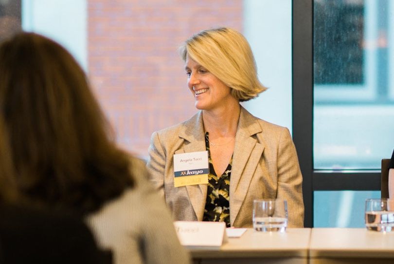 Apto CEO Angela Tucci in a company meeting