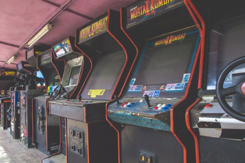 arcade cabinets lined up