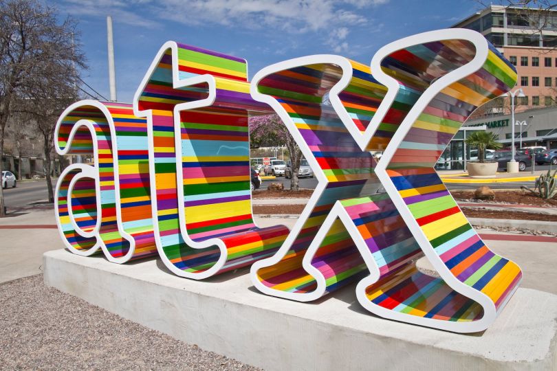 A photo of an ATX sculpture in Austin.
