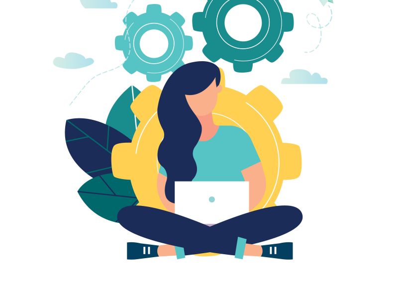 An illustration of a person working alone