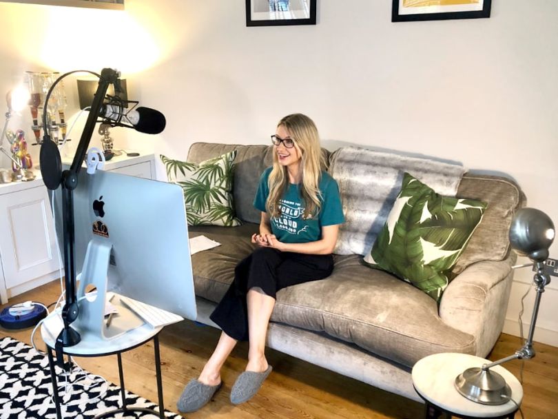 Faye Ellis records a lesson for A Cloud Guru