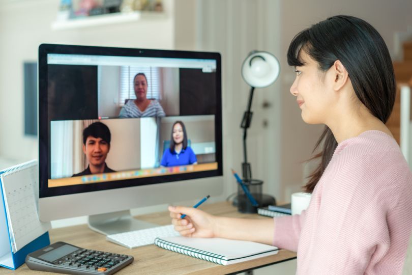 Woman working remotely