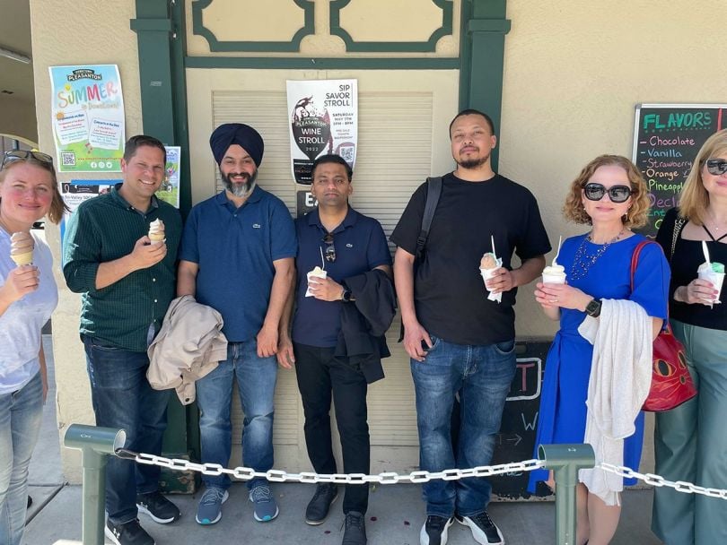 Basis Technologies team members getting ice cream together