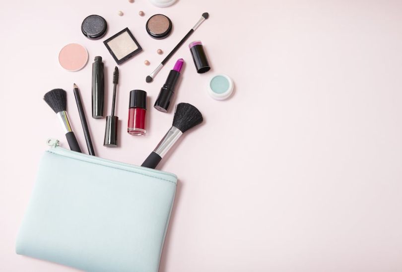 Beauty bag turned out contents