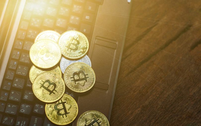 Bitcoin on a laptop