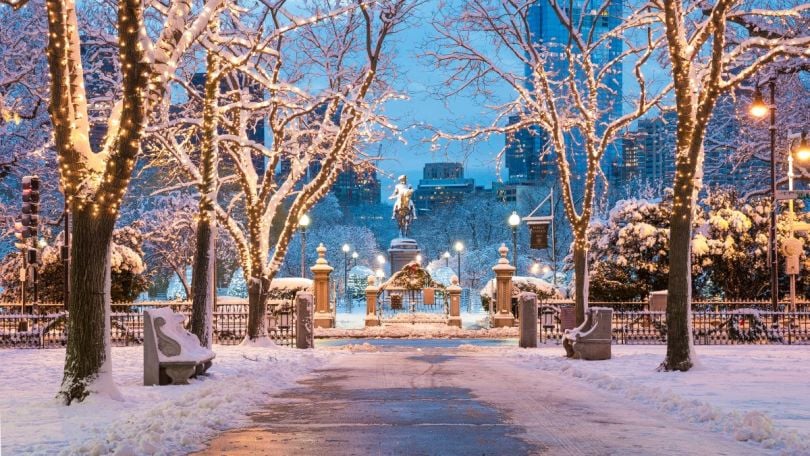 The Boston Public Garden In Winter