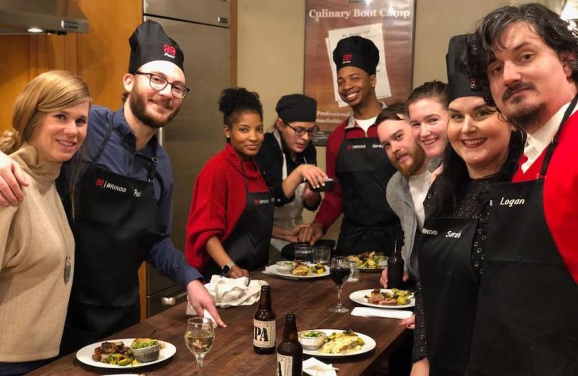 Bringg staff at cooking event