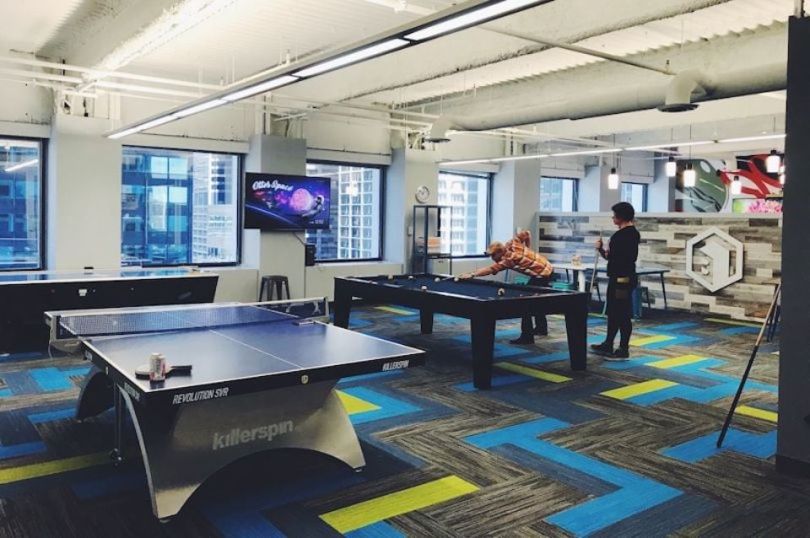 Buildout, Inc.'s lounge area with pool table