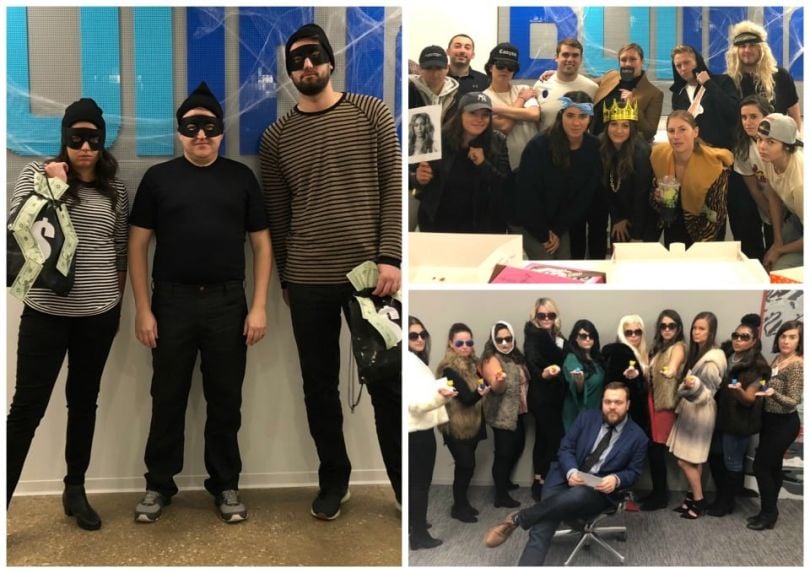 Collage of photos from Built In's Halloween party