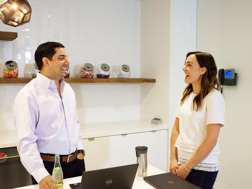 Coworkers chatting