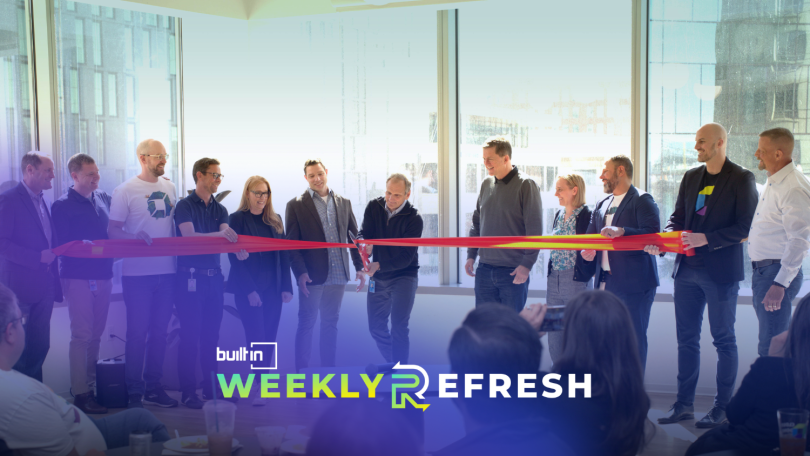 Officials celebrate cutting the ribbon at Dynatrace's new Denver office.