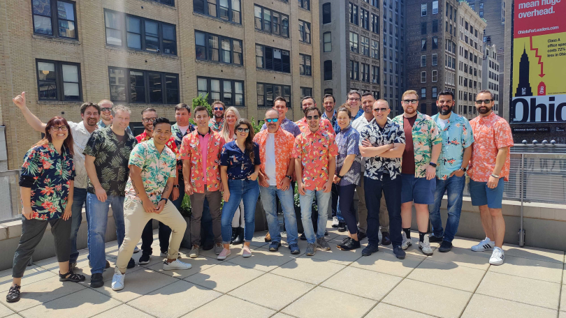 Augury’s CS team poses for a photo on an NYC rooftop.