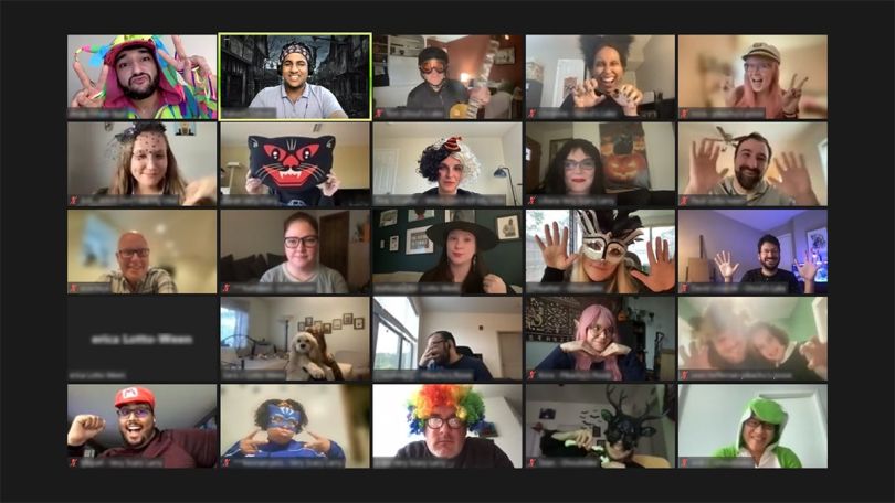 Camelot Illinois team members on a Halloween Zoom call