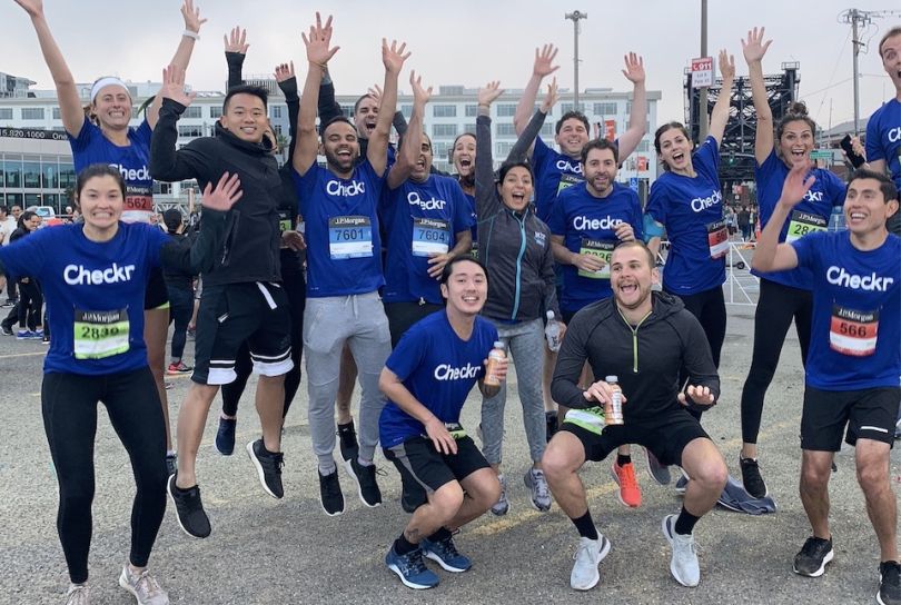 Checkr team at running event