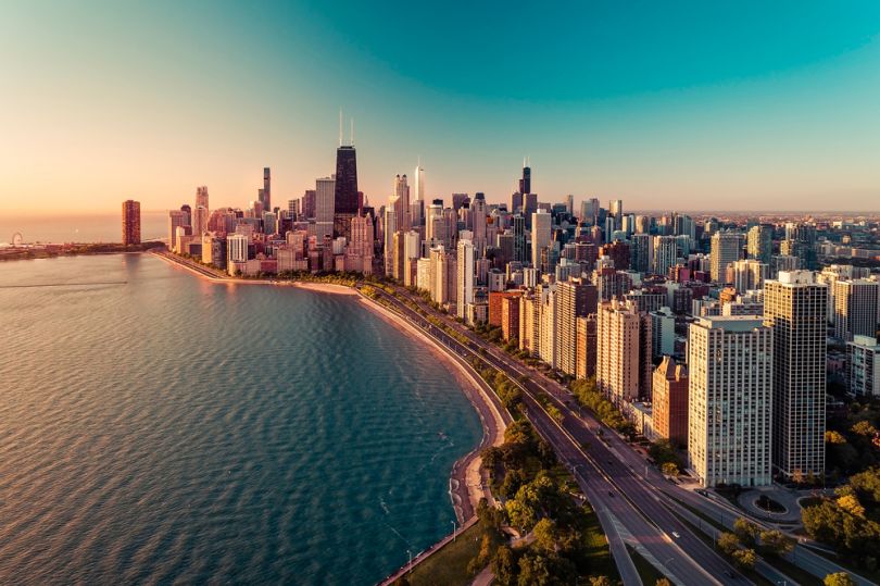 view of chicago buildings along the lakeshore