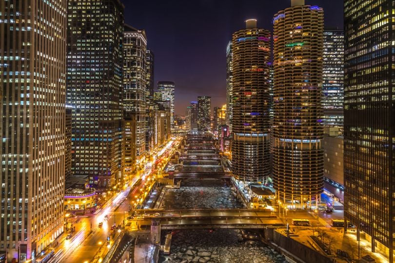 Chicago skyline at night 